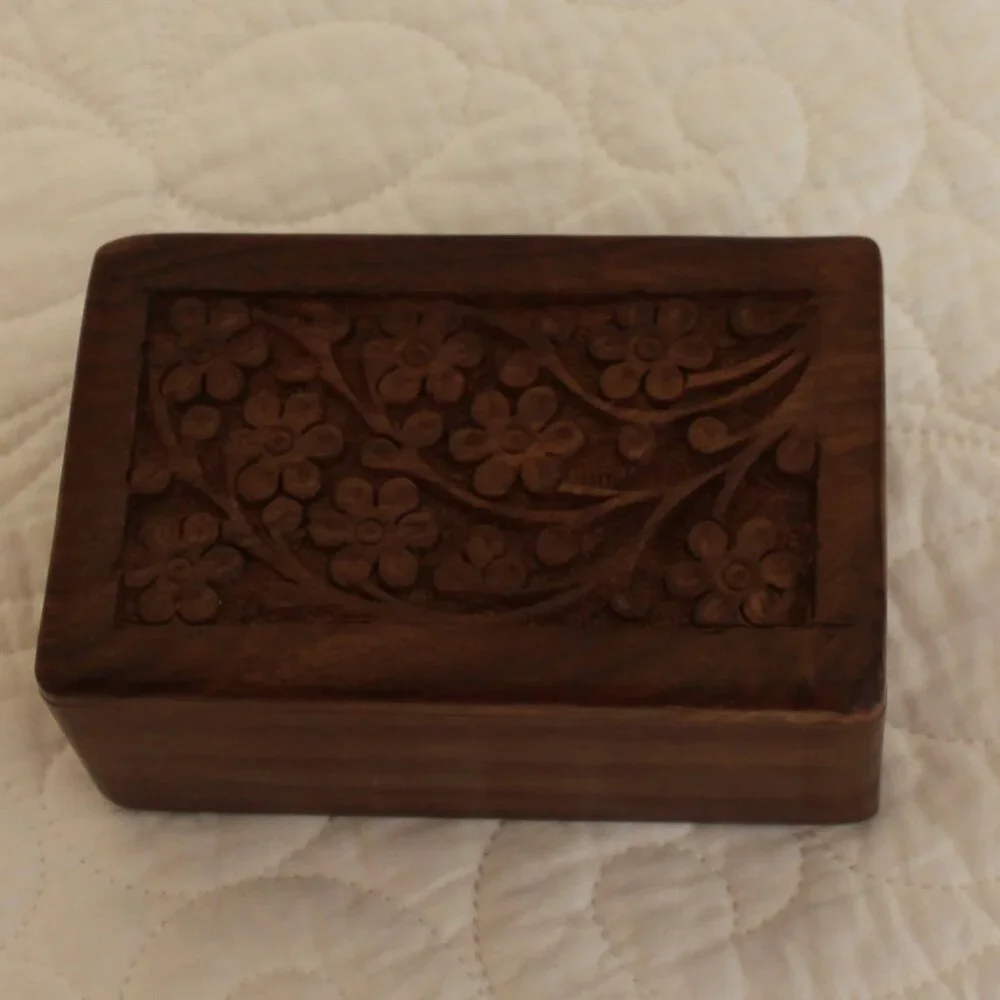 Wooden box for jewelry, trinkets, etc.